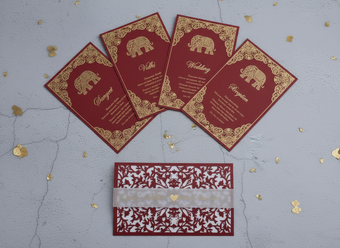 Custom kankotri pre-wedding ceremony invitation card — Indian wedding stationery